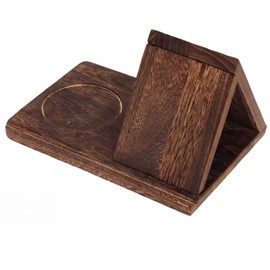 SiliFine Wooden Book Stand for Reading Rest Triangle Book Holder Small Bookshelf with Cup Holder for Bedroom Nightstand Office Desk Library Table Centerpiece Reading Essentials Gifts(Brown)