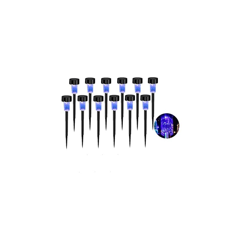 NEWOTE 12PCS Blue LED Outdoor Plastics Garden Solar Powered Landscape
