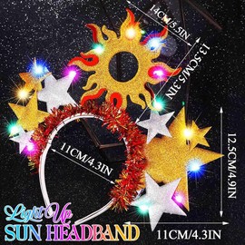 BARTOSI Light Up Star Headband LED Sun Goddess Headpiece Festival Costume Hair Accessories for Women