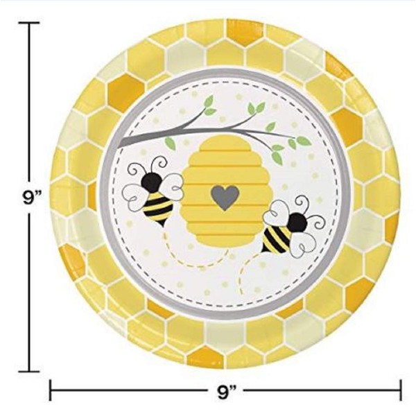 Bumblebee Baby Dinner Plates (16) and Sweet as Can Bee Luncheon Napkin (16) Bundle