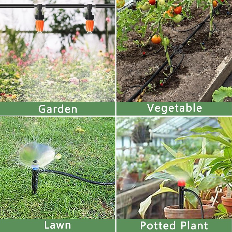 200FT+40FT Drip Irrigation System, Garden Watering System with 8/11mm Main
