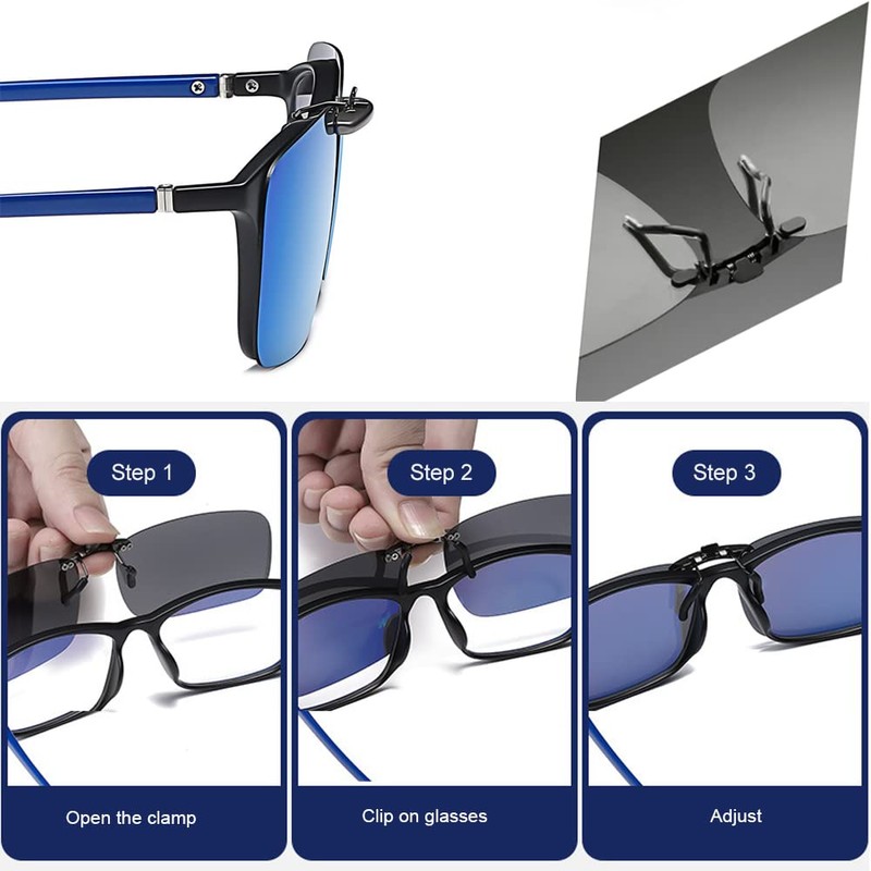 Polarized Unisex Clip on Sunglasses, Anti-UVA UVB Flip Up Sunglasses