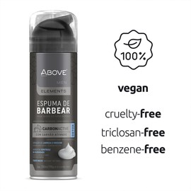 ABOVE Shaving Foam Elements, Carbon Activated, 6.7 oz - Shaving Cream - With Activated Charcoal - Hydrates and Controls Oiliness - For All Skin Types