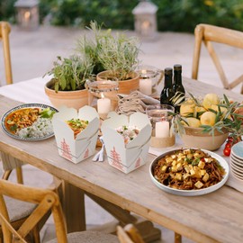 Great Credentials Pack of 50 Chinese Take Out Boxes Pagoda 16 oz/Pint Size Party Favor and Food Pail (50)