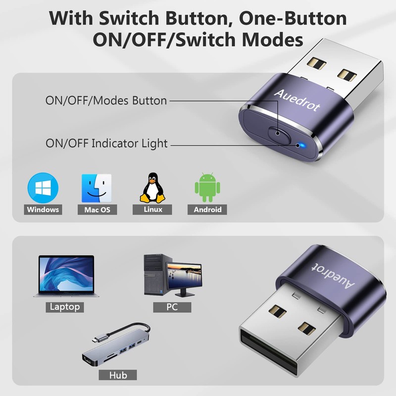 AUEDROT Mouse Jiggler Undetectable Metal USB Mouse Mover with Switch