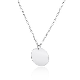 LENIRA® Plate Necklace Delicate Coin Chain for Women Made of Stainless Steel with Gold and Rose Gold Plated Chain Length Adjustable 40-45 cm, Stainless Steel