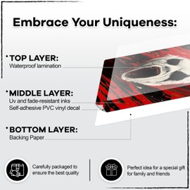 Skin Sticker for Game Console 5 Cover - Horror Face, Compatible with Both Disc Edition & Digital Edition (not Slim Ver) - 2 Controller Skins & Console Skin - No Bubble, Full Protection, Removable