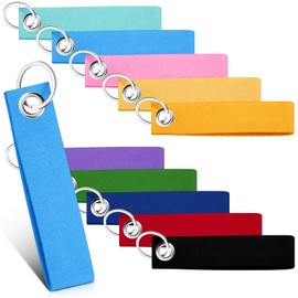 Nuenen Pack of 40 Felt Key Rings with Felt Pendant 13 x 3 cm Felt Lanyards for Crafts DIY Car Keys Gift School Home Office, 10 Colours