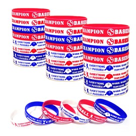 Oringaga 24 PCS Baseball Motivational Silicone Wristband Bracelet-Baseball Party Supplies and Favors-Sports Prizes for Boys/Girls/Gifts