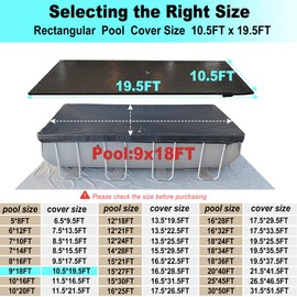 SIHAIAN 9x18Ft Rectangular Pool Cover with Side Storage for Oval and Rectangular Above Ground Pool, One-Piece Solar Oval Pool Cover, Preventing Waterlogging, UV and Weather Resistant WP:10000kPa+