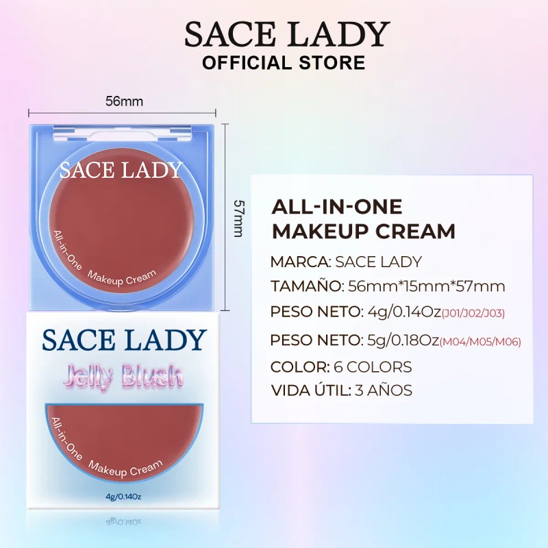 Sace Lady Crema 3 En 1 Rubor, Labial Y Sombra