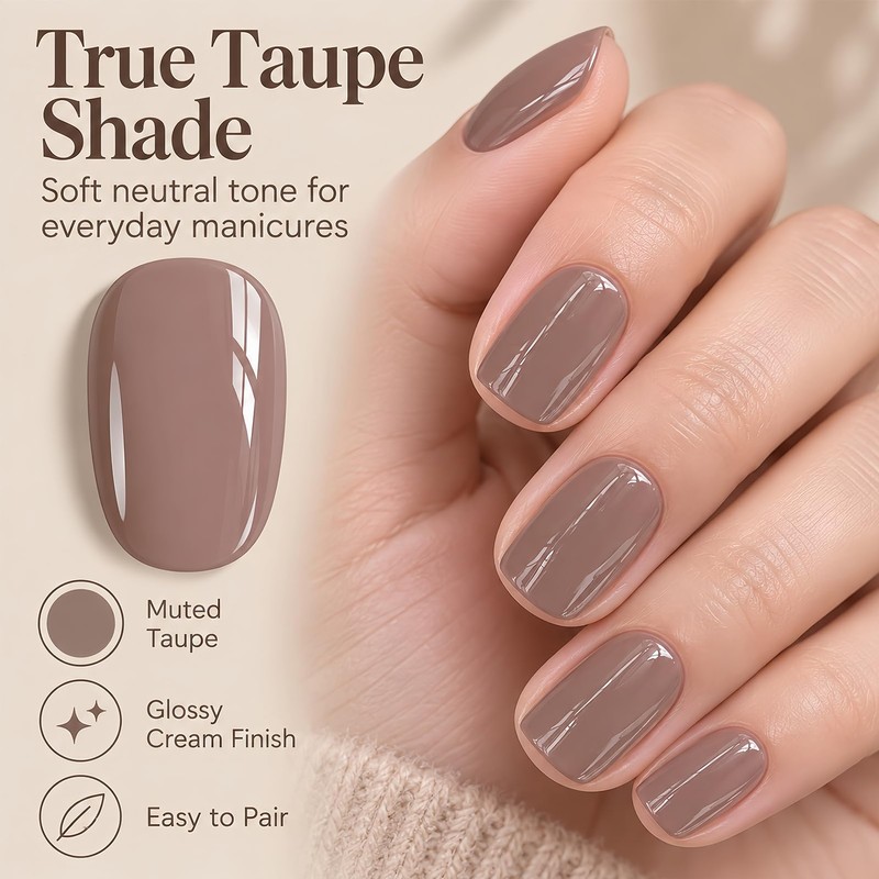 10ML Taupe Nail Polish, Air Dry Glossy Nail Lacquer, No