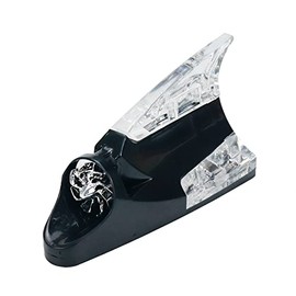 Modengzhe Car Roof Wind Powered LED Light Ornament Shark Fin Antenna Decoration Black (4-3/4" x 2-1/2" Base)
