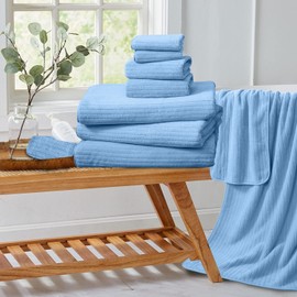 Extra Large Bath Sheet Set of 4,Ultra Soft Fluffy Towel,35”x 70”Oversized Bath Towel Set,Premium Microfiber Bathroom Towel Set Highly Absorbent Quick Dry Shower Towel for Bathroom,Hotel,Spa (Blue)