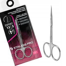 Staleks EXPERT 13 Type 3 SE-13/3 - Tijeras profesionales para cutículas para zurdos con gancho, cuchillas de precisión, afilado manual, acero inoxidab