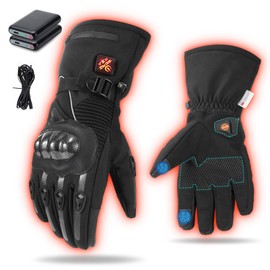 Heated Gloves,Heated Motorcycle Gloves for Men Women with 7.4V 3000mAh Rechargeable Batteries,Electric Gloves,Touchscreen Waterproof Windproof Non-Slip Heated Gloves for Cycling (Jet Black, Medium)