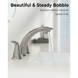VXV Bathroom Faucet 3 Hole, 8 Inch Widespread Bathroom Sink Faucet for Lavatory Vanity with Pop-up Drain Brushed Nickel