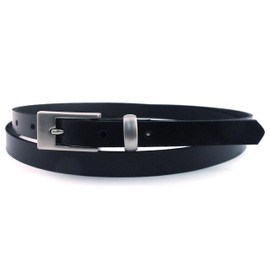 Women's Black Leather Belt - 15mm(5/8") wide - Sizes 8-26 - Silver Buckle - 100% Real Leather - Handmade in UK. (38"waist:Total belt length 46":UK Size 20)