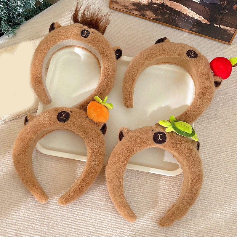 SANGXIU Teens Cartoon Capybara Shape Headband Adult Plush Headpiece for