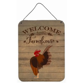 Caroline's Treasures CK6786DS1216 Malaysian Serama Chicken Welcome Wall or Door Hanging Prints Aluminum Metal Sign Kitchen Wall Bar Bathroom Plaque Home Decor Front Door Plaque, 12x16, Multicolor