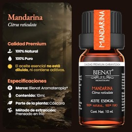 Bienat | Aceite Esencial de Mandarina 10mL Natural | Difusor y Aromaterapia
