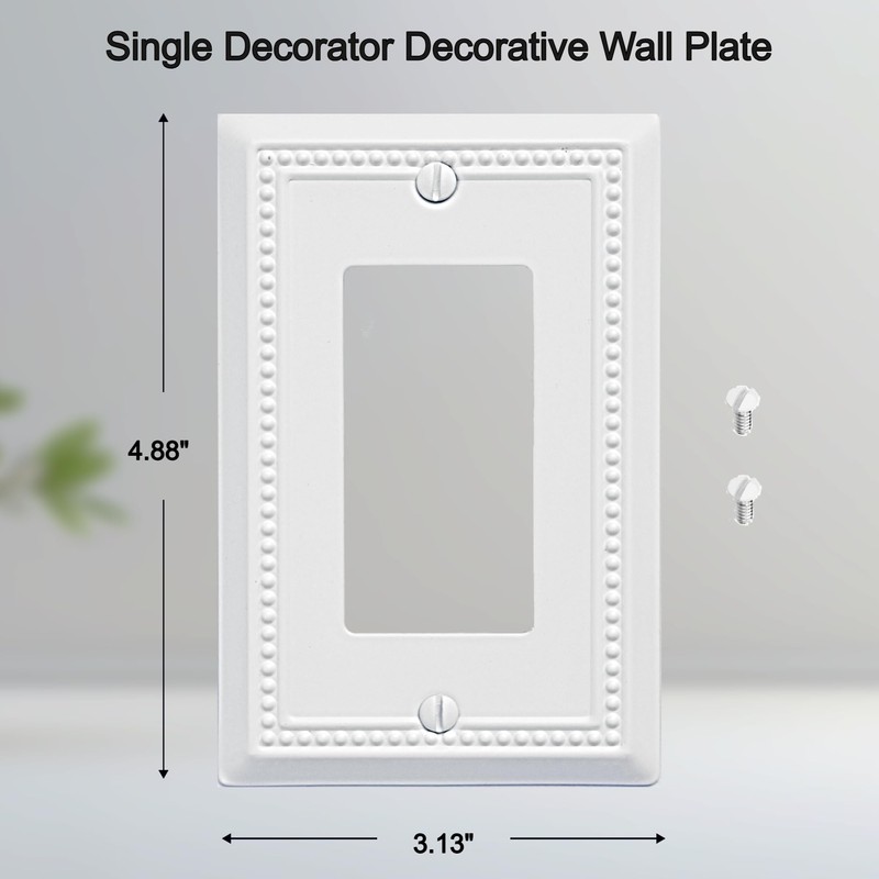 OKAWYC Single Decorator Light Switch Cover Belaire Beaded Metal Wall