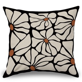 Poecinvi Floral Neutral Throw Pillow Covers 18x18, Black and Beige Abstract Throw Pillow Covers, Plant Print Pillow Cases, Black and Beige Bedroom Room Decor, Botanical Decor, Floral Room Decor.