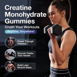 Creatine Gummies for Men & Women - Creatine Monohydrate Gummies 5g, Muscle Builder, Energy Boost & Pre-Workout Supplement, Low Sugar Taurine Chewable Gummy 2 Pack