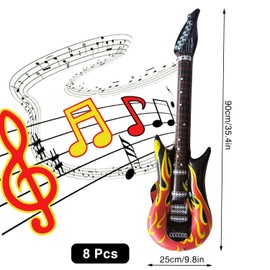 chenyell Inflatable Flame Guitar, Rock Star Toy Set, Inflatable Instruments Toy Set, for 80s 90s Party Decorations, for Retro Hip Hop Disco Rock Theme Parties, Music Carnival
