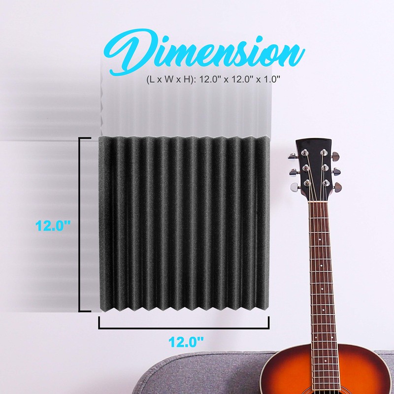 Pyle 12 Pack Acoustic Foam Panels, Audio Acoustic Sound Dampening,