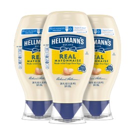 Hellmann's Real Mayonnaise Squeeze Bottle 3 Count a Rich Creamy Condiment Gluten Free, Made With 100% Cage-Free Eggs 20 oz