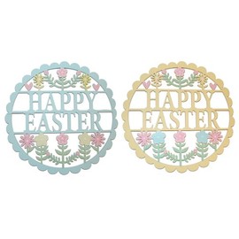 Blue Fretwork Happy Easter Wreath (27cm)