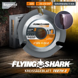 Bayerwald Flying Shark Diameter 125 mm (3 Teeth) Wood Saw Blade - Carving, Debarking - for Fastest Cuts