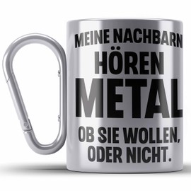 Trendation - Heavy Metal Gifts Rock Music Gift Stainless Steel Cup Carabiner Funny Decoration (Silver)