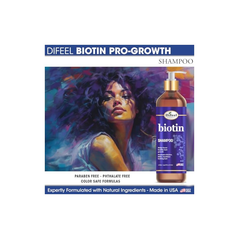 Difeel Champú De Biotina Pro-Growth 33.8 Oz - Para El