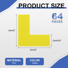 PATIKIL 5S Location Marking Corner, 64 Pcs 5 x 5 x 2 cm PVC L-Shape Floor Marking Tape Workplace Floor Organization Markers for Office Warehouse Desk Table Top, Yellow