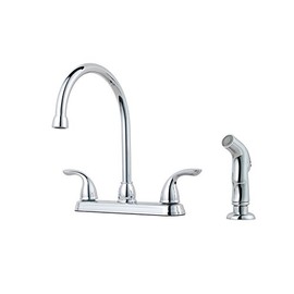 Pfister G1365000 Pfirst Series 2-Handle Kitchen Faucet with Side Spray in Polished Chrome, 1.8 GPM