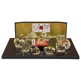 Yakushi Kiln Yearly Zodiac Figurine Lucky Charm Crystal Zodiac Ornament Set