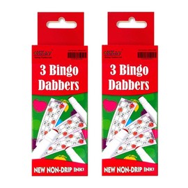 eMKay® TWO Pack of 3 – Bingo Dabbers (TOTAL - 6) Non-Drip Dot Markers for Bingo Nights | Red, Blue & Green Dabber Pens for Bingo Books, Cards & Tickets | Great for Family Games, Parties & Nan Gifts
