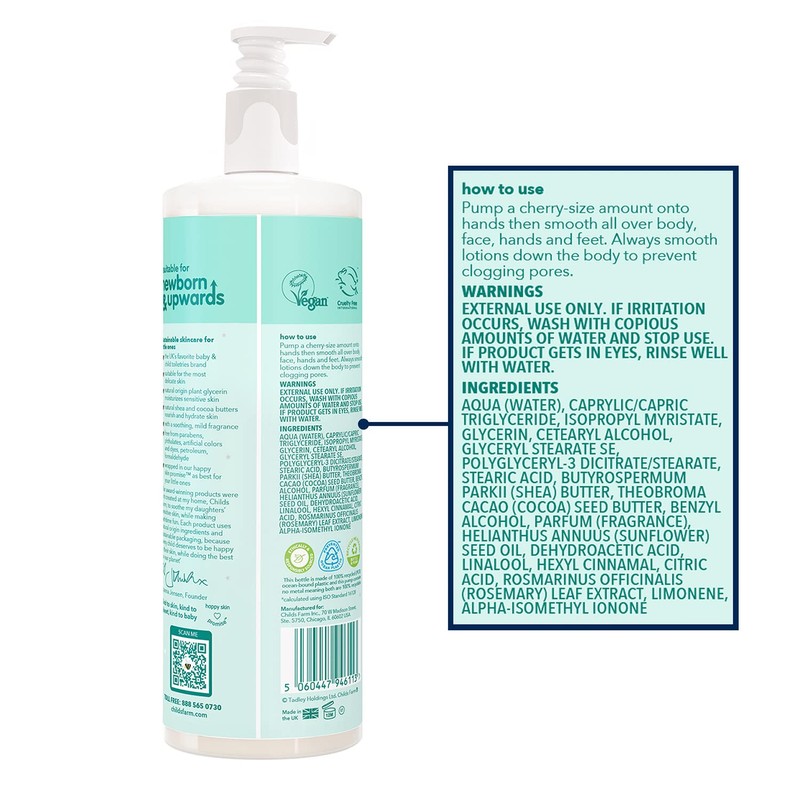 Childs Farm, Baby Lotion for Sensitive Skin, Moisturizer for Dry