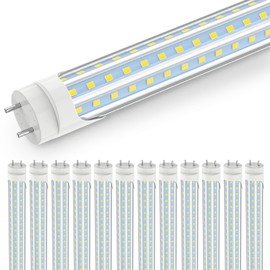 JESLED 4FT T8 LED Tube Light - 40W(96W Equiv) 5200LM 6000K Cool White, D-Shaped, Type A+B Mode Ballast Bypass or Plug & Play, F40T12 Replacement for T8/T10/T12 Fixtures in Warehouse/Garage (12Pack)