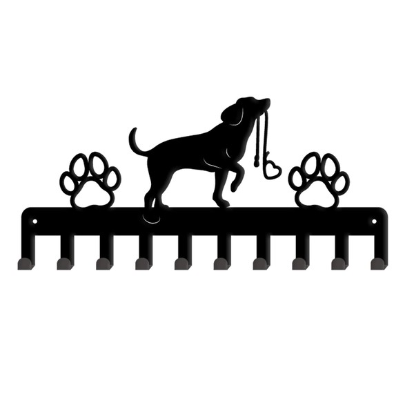 SUPERDANT Dog Metal Key Holder Dog and Paw Prints Key Hooks Key Rack Wall Mounted for Dog Loving Household 10 Hooks Black Iron for Bag Clothes Key Hanging Housewarming Gifts for Dog Lovers