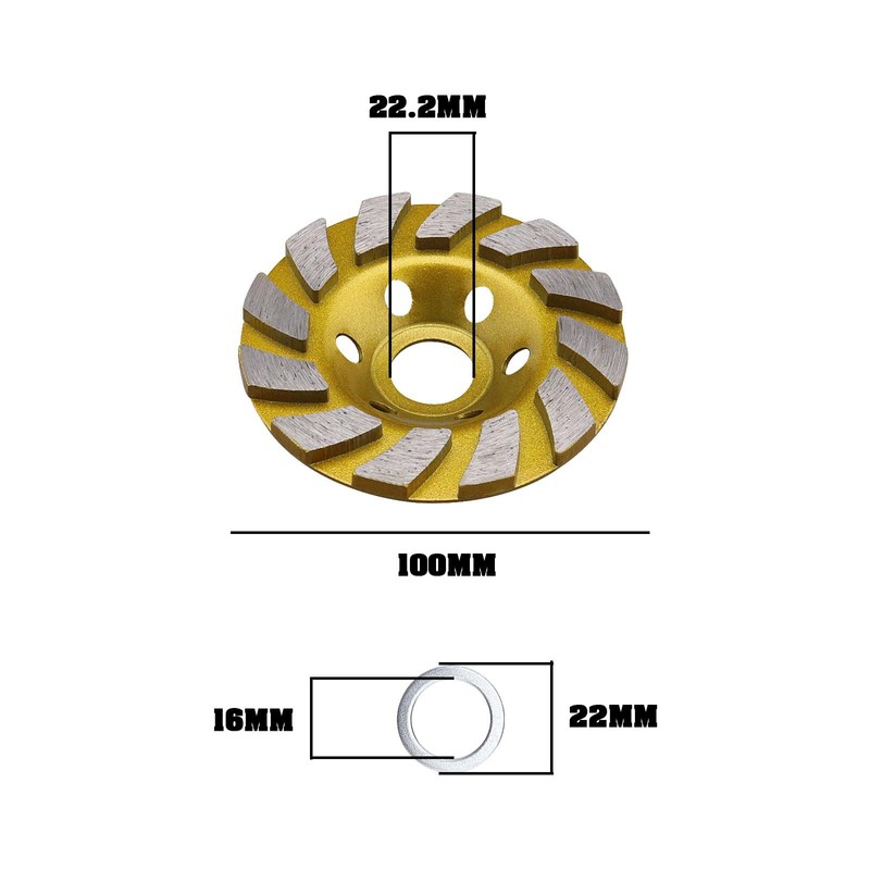 EMSea 2Pcs Diamond Grinding Disc 4 Inch Concrete Grinding Cup