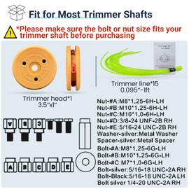 Universal Weed Eater Head, H011 Easy Load String Trimmer Head Replacement Weed Wacker Head Fits Most Standard Models of Gas and Electric Weed Trimmer, Includes 15 pcs 1FT-0.095" Trimmer Line, Yellow