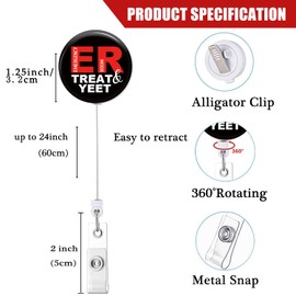 Badge Reel Retractable with Alligator Clip Treat and Yeet Funny Badge Holder for Emergency Room ER Nurse Medical Office Worker Name ID Decoration