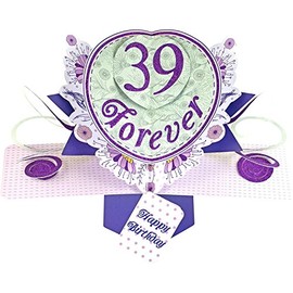 Suki Gifts International Pop Up Card Happy Birthday 39 Forever, Multi-Colour, 13 x 21 x 19 cm