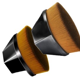 Portable Foundation Makeup brush Flat Top Kabuki Hexagon Face Blush Powder Foundation brush for Cream Flawless-Powder Cosmetics glitz and glam brush - Color: Black+Black