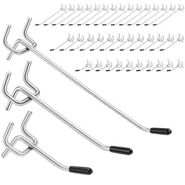 twinklemon 150PCS Pegboard Hooks 2/4/6 Inch Peg Board Organizer Accessories for Hanging Peg Board Tool Hangers Fit 1/4" and 1/8" Metal Pegboard Hanging Tools for Garage Workshop Craft Storage Kitchen