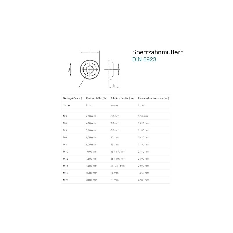 Flange Nuts Stainless Steel A2 DIN 6923 Flange Nut with