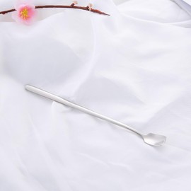 Stainless Steel Square Head Spoon, 5.9 Inches Long Handle, Silver, Ideal for Coffee, Tea, Parfait, Ice Cream, and Desserts